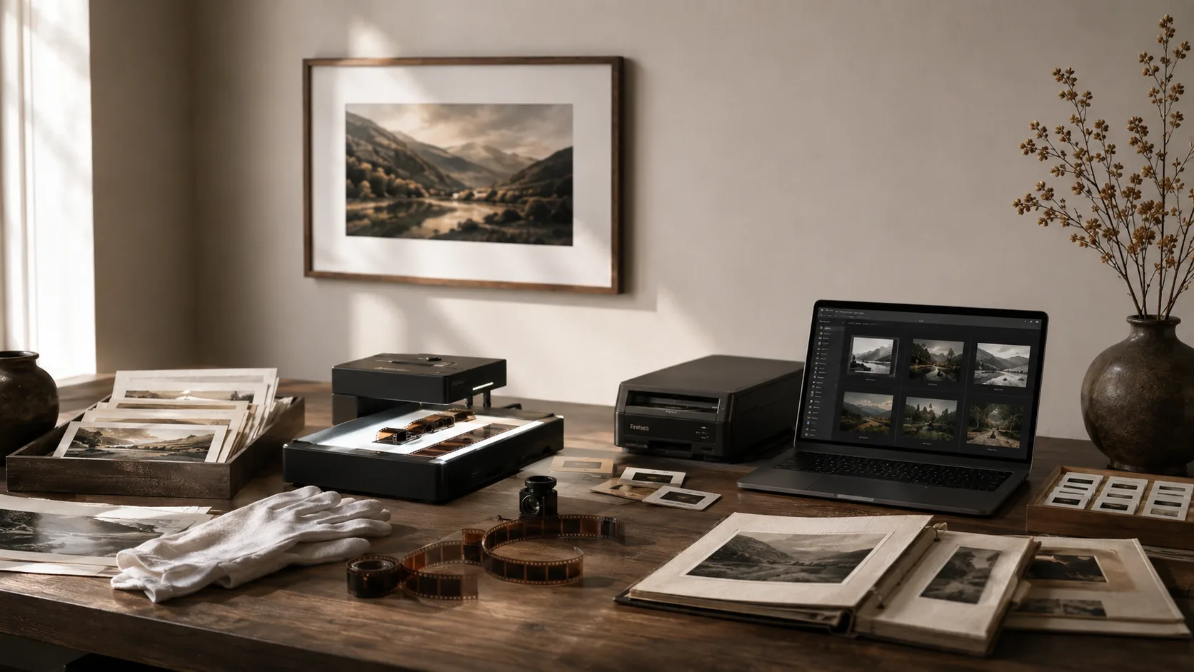 Photographic film and prints arranged for scanning
