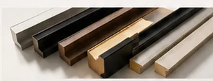 Selection of wood and metal frame moulding samples