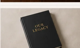 Dark clothbound bespoke album with gold lettering